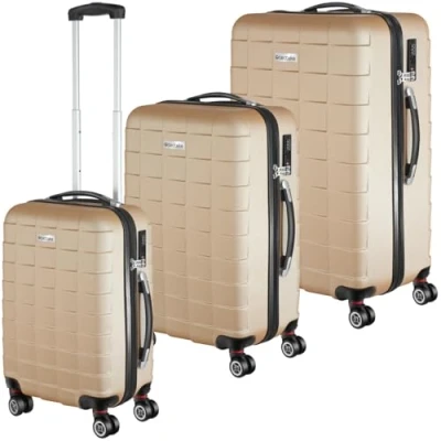 Image de TecTake® Set de Valise Voyage 3 Tailles Grande Taille Cabine Petite Sacs Maternité ABS avec roulettes Pivotantes 360 Cadenas Poignée télescopique