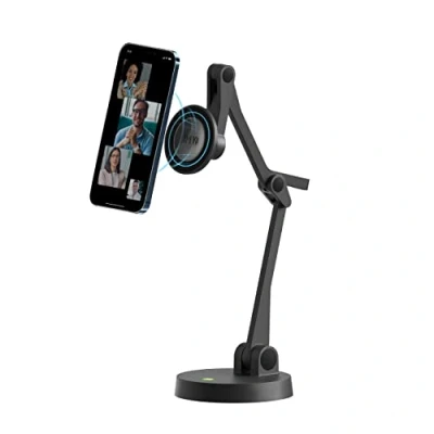 Image de Ipevo Bras magnétique à Angles Multiples Uplift pour Les iPhone séries 12 et supérieures, Support de téléphone articulations appels vidéo, Espace Travail Multi écrans
