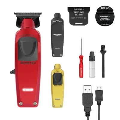 Image de GAMMA+ Boosted Trimmer Tondeuse à Cheveux Professionnelle Homme, avec Moteur Rotatif 8.000 rpm, 120 Minutes d&#039;autonomie sans fil, Lame Réglables 0 Gap, 3 Coques