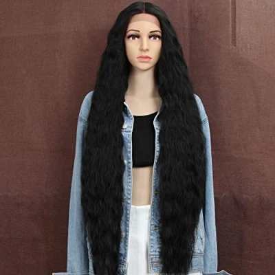 Image de Style Icon Perruques Lace Front Wigs Synthetique 100cm Longue Perruque Ondulée Devant En Dentelle Pour Femmes Fibres Résistantes À La Chaleur