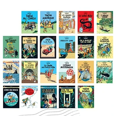 Image de Moulinsart 22 Cartes postales des couvertures Albums Aventures de Tintin (Français)