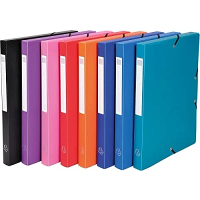 Image de Exacompta Réf. 5960E 1 Boite de Classement Exabox Dos 25mm polypropylène 7/10e OPAK A4 Couleur aléatoire : bleu clair foncé noir orange rose rouge vert violet