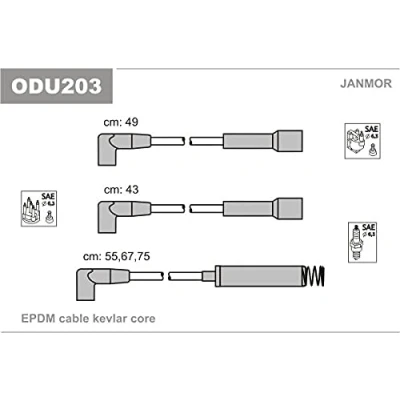 Image de JANMOR ODU203 Jeu De Fils d&#039;Allumage OPEL: Vectra A Berline, Astra F CC, Corsa CC