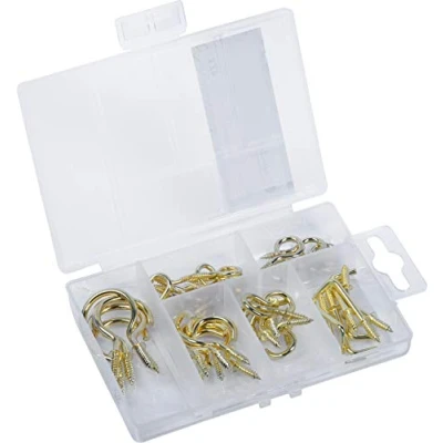 Image de Connex DP8500104 Assortiment de crochets à visser 42 pièces Divers en kit Pré trié dans une boîte plastique pratique Utilisation universelle/jeu crochets/boîte d&#039;assortiment