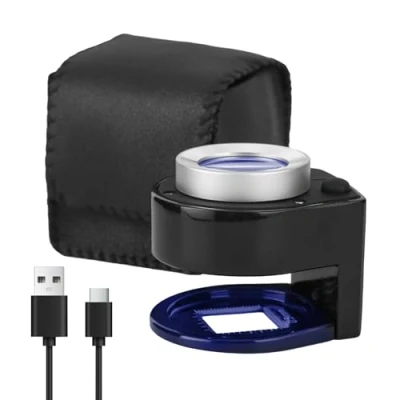 Image de loupe de Poche Compte Fil 10x 30x avec échelle lumière LED