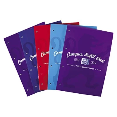 Image de Oxford Campus Bloc de cours Reliure en tête, Multicolore A4, Pack 5