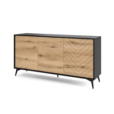 Image de Selsey Boulia Commode, Bois d&#039;ingénierie, Noir, 154 cm Largeur