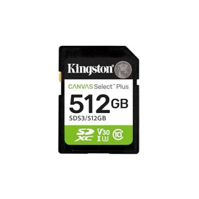 Image de Kingston Cartes mémoire SD Canvas Select Plus 512Go SDXC Gen3 150MB/s C10 UHS I U3 V30 SDS3/512GB