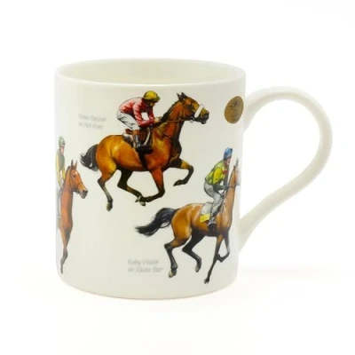 Image de The Leonardo Collection Winning Post Tasse Windsor en porcelaine fine Motif course de chevaux célèbres et jockeys parfaite pour les fans courses
