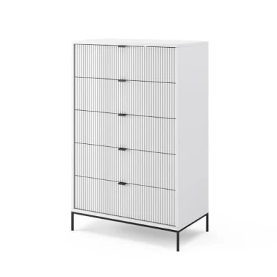 Image de Vicco Commode Eliza, Blanc, 76 x 120 cm avec 5 tiroirs