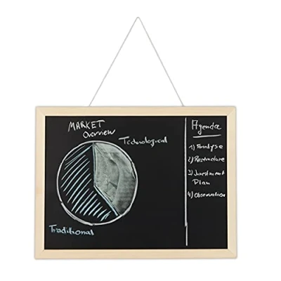 Image de relaxdays Tableau Craie avec Cadre en Bois, Lavable, pour Bureau,Pense bête à accrocher au Mur, 30 x 40 cm, Noir
