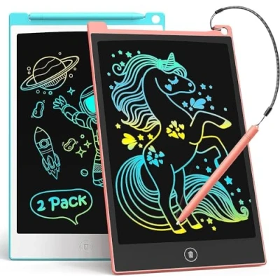 Image de TECJOE Tablette Dessin Enfant, 8,5 Pouces Coloré Ardoise Magique, Lot 2 d&#039;écriture LCD Jouet, Jouets Enfant 3 4 5 6 7 Ans Filles Garçons, éducatifs Cadeaux D&#039;anniversaire de Noël