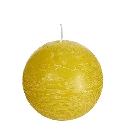 Image de Spaas 6 Bougies Boules rustiques Non parfumées en Cire de Paraffine Jaune Automne D x H 80 mm
