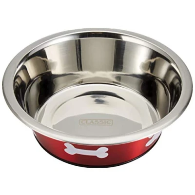 Image de Classic Pet Products Gamelle classique Motif pattes, 2500 ml, Rouge
