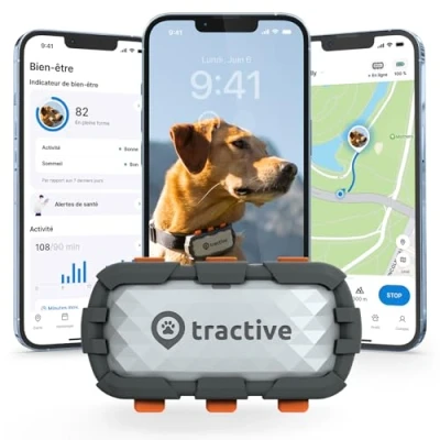 Image de Tractive collier GPS pour chien XL Adventure Boîtier en fibre de verre Jusqu&#039;à 1 mois d&#039;autonomie Élue Marque l&#039;Année Suivi global direct Moniteur d&#039;activité Alertes santé