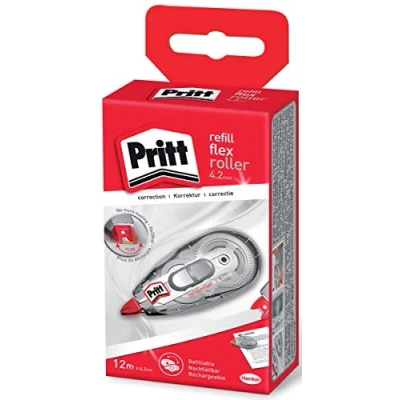 Image de Pritt Staedtler Roller correcteur Refill Flex Midway avec pointe flexible, fonction push &amp; pull, rechargeable, réécriture immédiate, longueur env. 12 m, largeur 4,2 mm