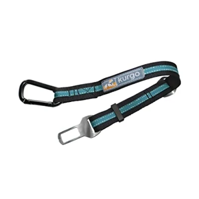 Image de Kurgo Attache directe à la ceinture de sécurité (universelle) pour chiens, Taille Ajustable, Installation rapide et facile, bleu/noir