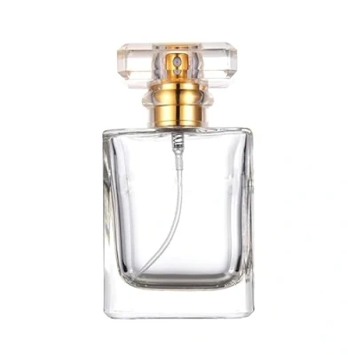 Image de Flacon de parfum vide en verre rectangulaire, rechargeable, avec atomiseur, 50 ml