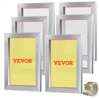 Image de VEVOR zeefdrukkit, 6 stuks aluminium zeefdrukframes, 10x14 inch zeefdrukframes met 156 mesh, hoogspanning nylon gaas en afdichtingstape voor T shirts, doe het zelf afdrukken, enz.