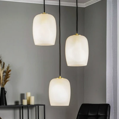 Image de Lucande suspension Taylan à intensité variable (Moderne) en Doré Métal e. a. pour Salon &amp; Salle manger (à 3 lampes, G9), design, suspension, lampe, plafonnier,