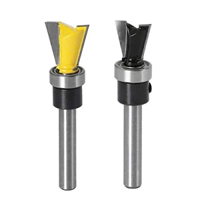 Image de Gasea 2pcs 6.35mm Queue Peu de Routeur Roulement d&#039;Aronde Set pour le Travail du Bois 12.7mm &amp; 15.9mm Noir et Jaune