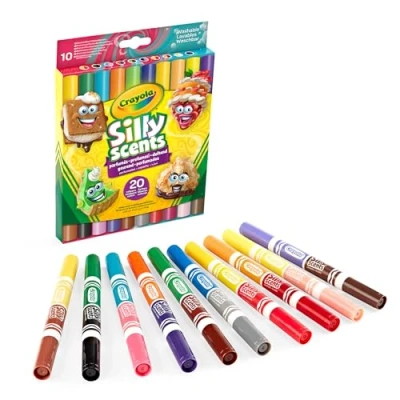 Image de Crayola Silly Scents, Feutres Parfumés Lavables Double Pointe Maxi, Set de 10 Pièces, 20 Couleurs et Parfums, pour l&#039;école le Temps Libre, à partir 3 ans, 58 8344