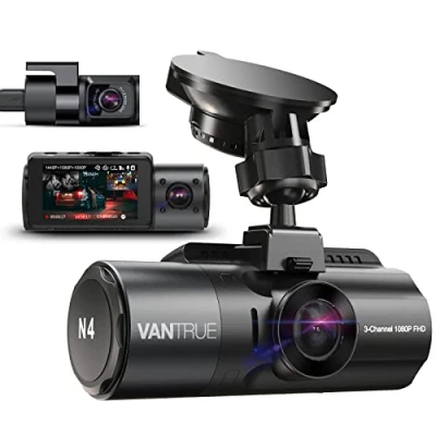 Image de VANTRUE N4 Triple Dashcam Voiture 2.5K+2.5K+1080P, Camera Embarquée 4k HDR 30FPS Avant et Arrière, 3 Canuax 360 Degrés 24h. Mode Parking Jour Nuit, Vision Nocturne IR, WDR 2.45&quot; Max 512Go