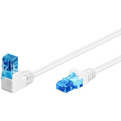 Image de goobay câble patch CAT 6A, connecteur 90 degrés, réseau, Ethernet, Playstation, Xbox, LAN, DSL, U/UTP, RJ45, blanc, 0,25 mètre 51534