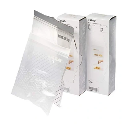 Image de ISTAD 2 x Paquets IKEA Lot de 100 Sacs congélation refermables Blanc 50 1,2 l 2,5 l. Gris
