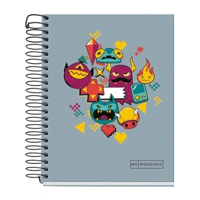 Image de Miquelrius Level Up Cahier A6, 140 feuilles de 70 g/m², ligné horizontal 7 mm, 4 bandes colorées, sans perçage, couverture rigide, collection