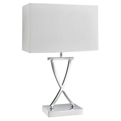 Image de Searchlight Lampe de table Club, chrome/blanc, hauteur 35,5 cm, textile, E14