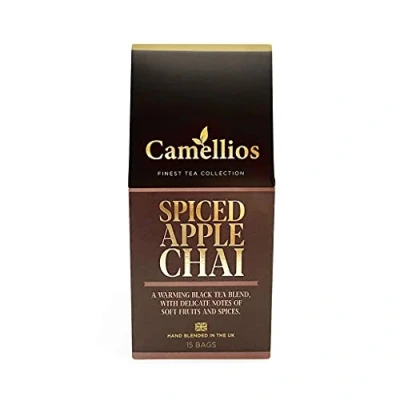 Image de Chai Aux Pommes Epicées, Sachets De Thé Pyramide, Camellios (15 Thé, 1 Pack)