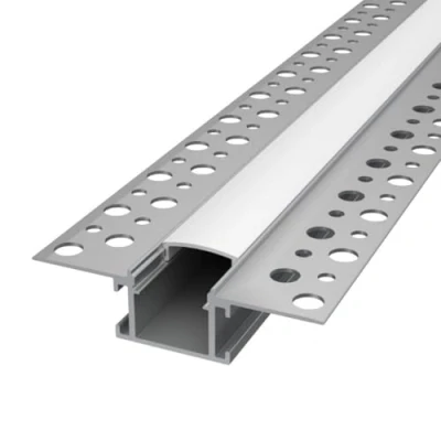 Image de Profil en aluminium de 2 m encastré escamotable plâtre pour bande à LED, coque mate (Alfa SMALL)