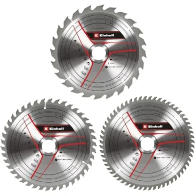 Image de kwb by Einhell Kit de 3 lames scie circulaire stat. (3 aux carbures tungstène Ø210x30 mm, 1x24 dents, 1x42 dents et 1x60 pour scies circulaires sur table à onglet Einhell)