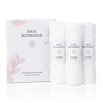 Image de Baie Botanique Professionnel Serviette pour le visage double action, mousseline de coton luxe et éponge ultra douce en bambou 100% naturel (Set of 3)