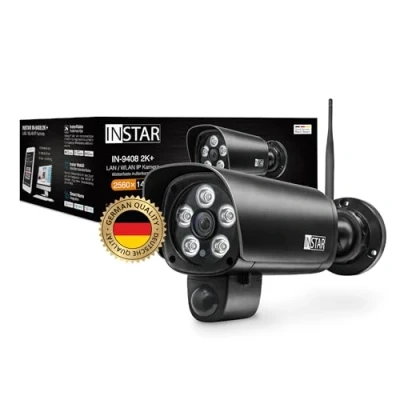 Image de INSTAR IN 9408 caméra de Surveillance 2K+ LAN/WLAN avec Intelligence Artificielle extérieure étanche 2.4Ghz et 5Ghz WLAN WPA3 HomeKit PIR détection Mouvement Grand Angle