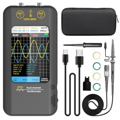 Image de BSIDE Oscilloscope Numérique Portable 2 Canaux 50MHz à Écran Tactile Angle de Vue Complet 3,98 Pouces Générateur Signal Rechargeable pour Automobile Électronique