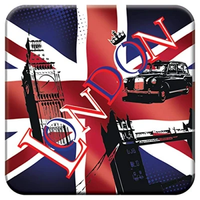 Image de 3D LiveLife sous Verre en Liège Union Jack de Deluxebase. Dessous lenticulaire Londres. Antidérapant avec Illustrations Originales Licence Deluxebase