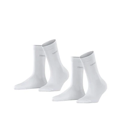 Image de Esprit Femme Uni 2 pack W So Coton Unies Lot De Paires Chaussettes, Blanc, 39 42 EU