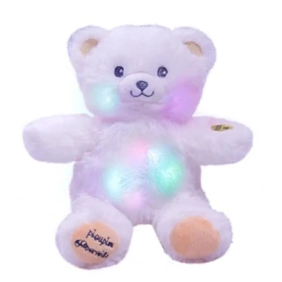 Image de Pioupiou et Merveilles Gaston Blanc/Pattes Beige Ourson en Peluche de 20CM Veilleuse Lumineuse pour Enfant Piles incluses, 16380, Multicolore