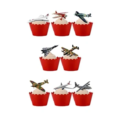 Image de Top That 18 Stand Up Avions Jet Thème comestible Wafer Paper Gâteau Toppers Décorations