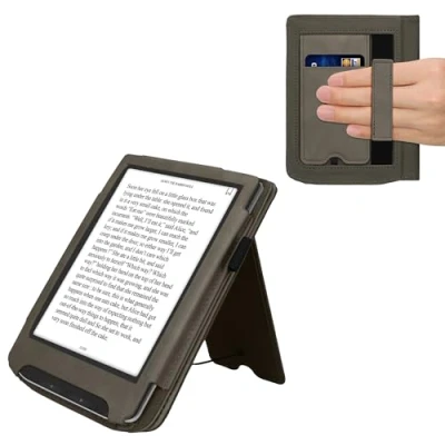 Image de kwmobile Étui Compatible avec Pocketbook Verse/Verse Pro/Verse Color/Vivlio Light/Light HD Coque à Rabat magnétique Tablette eReader Daim synthétique Gris