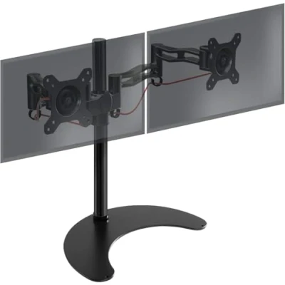 Image de Duronic DM35D2 Support double 2 écrans PC pour bureau sur socle Potence 40 cm Hauteur ajustable
