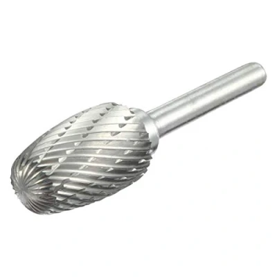 Image de sourcing map Fraise rotative Lime en carbure de tungstène à double coupe Forme ovale Tige 6 mm et diamètre tête 16mm