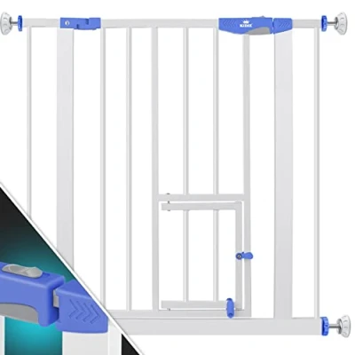 Image de KIDIZ® Barrière sécurité d&#039;escalier pour Enfants avec portillon Chiens et Chats Animaux domestiques sans percer Extensible combinable Broches Y pivotante Taille 74 87cm