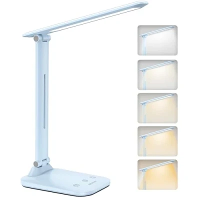 Image de BICKON Lampe de Bureau LED Doux pour les Yeux,Lampe Tactile avec Minuterie &amp; Mémoire,5 Modes d&#039;éclairage Luminosité Réglable,Longue Durée,pour Enfants, Étude,Travail [Bleu]
