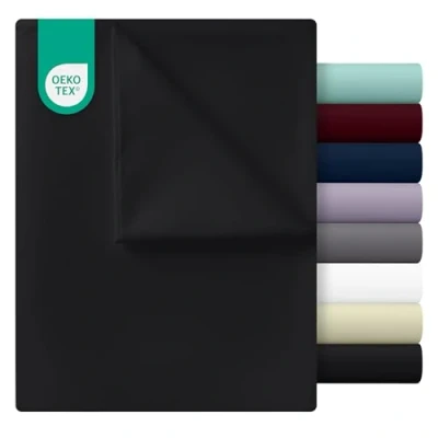 Image de Utopia Bedding Drap Plat pour 2 Personnes Dimensions du Dessus 270 x 290 cm Coloris Noir en Microfibre Polyester brossé Doux lit 180 200