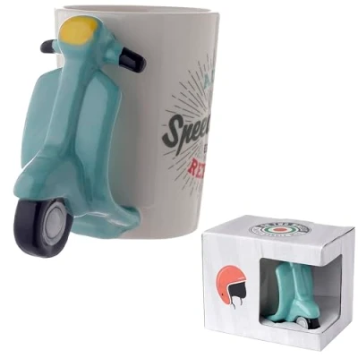 Image de Puckator Scooter rétro tasse avec poignée, céramique, vert