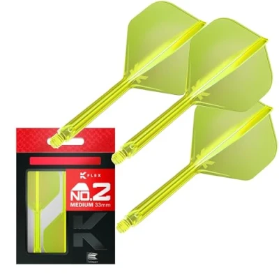 Image de Target Darts K Flex Integrated Dart Flight And Shaft, No.2 Jaune (moyen) Pack de 3 fléchette No 2, 2 en 1 moulées avec précision et tige Accessoire professionnel
