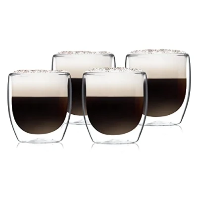 Image de GLASWERK verres à latte macchiato design double paroi (4 x 250 ml) tasses cappuccino borosilicaté thé lavables au lave vaisselle ensemble de café